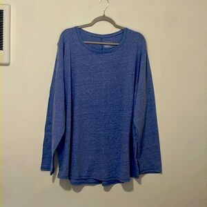 T-shirt, medium blue, long sleeves, rounded neck line, size 3x, 32 long
